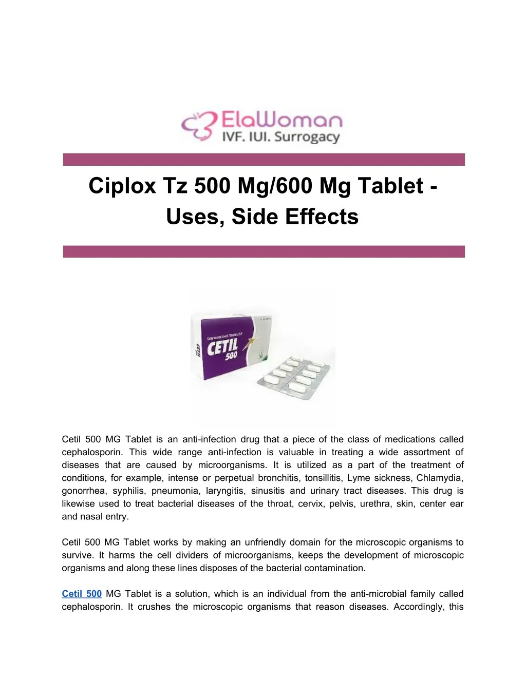 ciplox tz 500 mg 600 mg tablet uses side effects