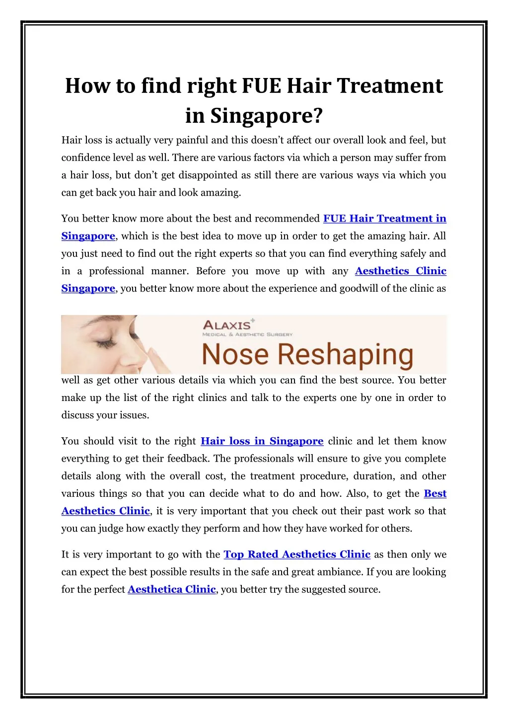 how to find right fue hair treatment in singapore