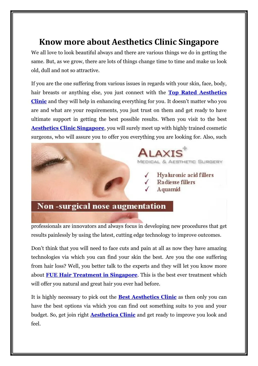 know more about aesthetics clinic singapore