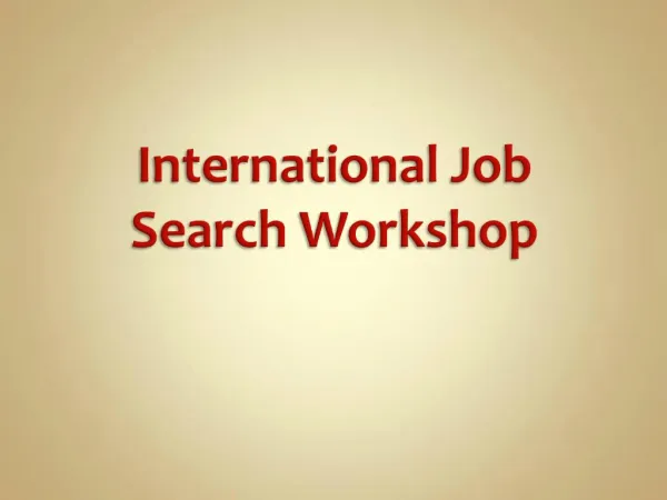International Job Search Workshop