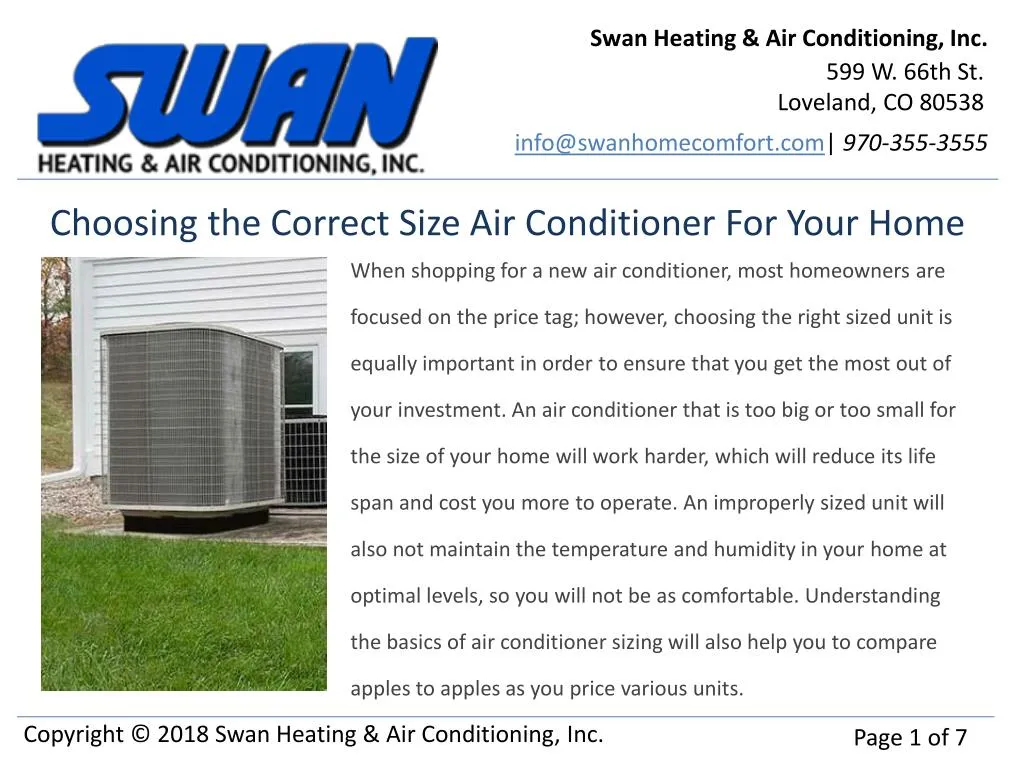 choosing the correct size air conditioner for your home