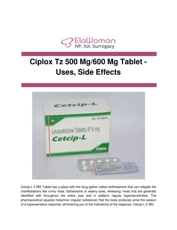 Cetcip-L 5mg Tablet : Uses, Price, Side Effects, Composition