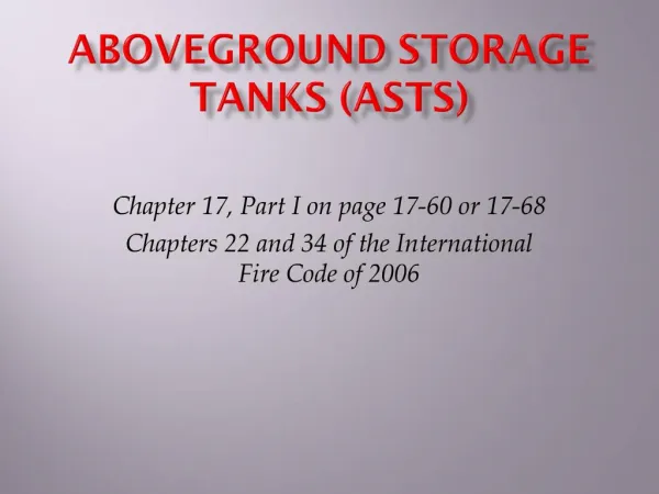 Aboveground Storage Tanks ASTs