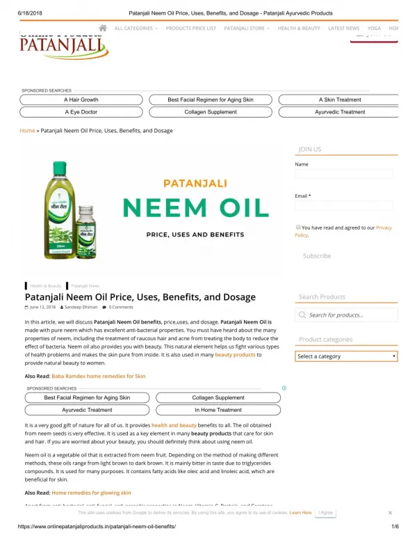 6/18/2018Patanjali Neem Oil Price, Uses, Benefits, and Dosage