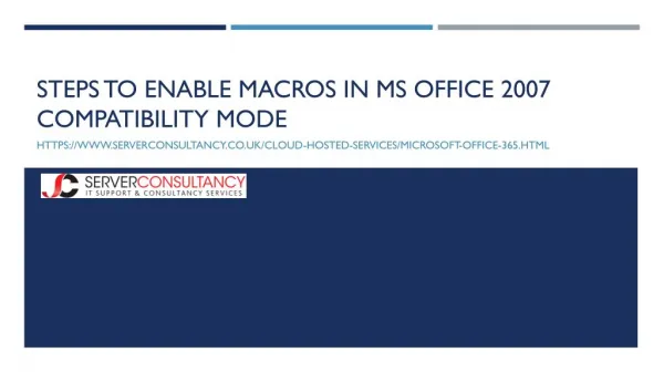 Steps to Enable Macros in MS Office 2007 Compatibility Mode