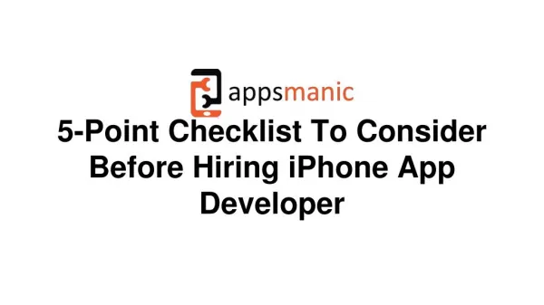 5-Point Checklist To Consider Before Hiring iPhone App Developer