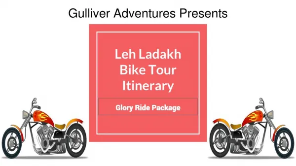 Leh Ladakh Bike Tour Itinerary