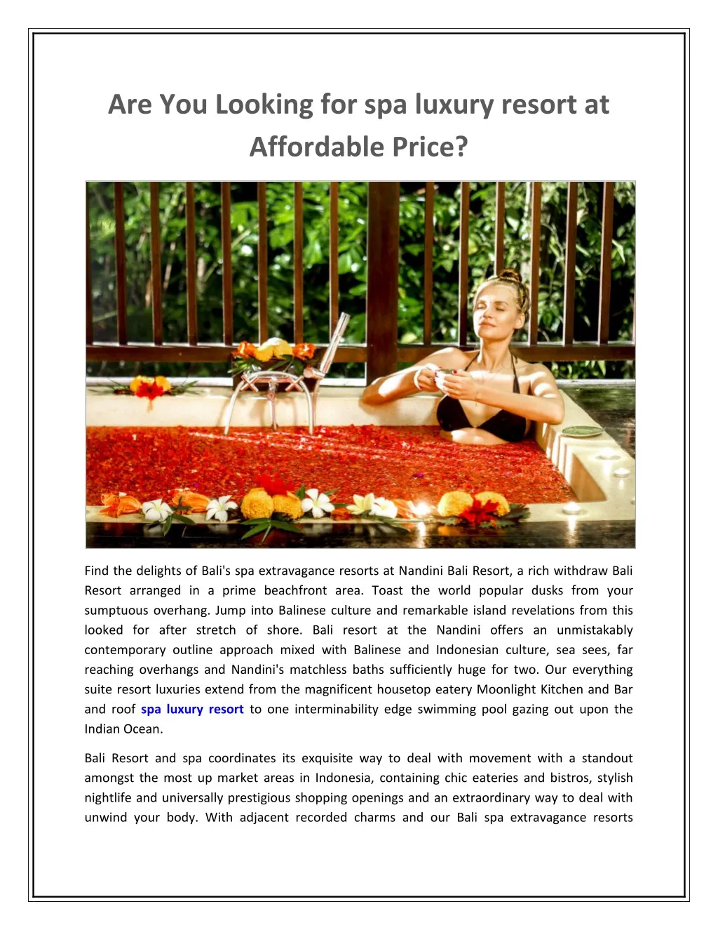 are you looking for spa luxury resort