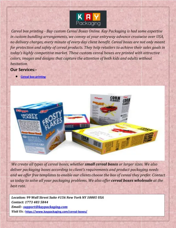 Cereal box printing services