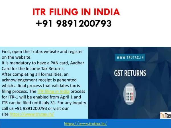 Easy step for ITR filing in India 09891200793