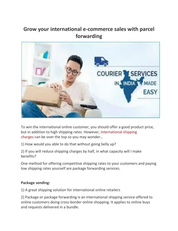Grow your international e commerce sales with parcel forwarding