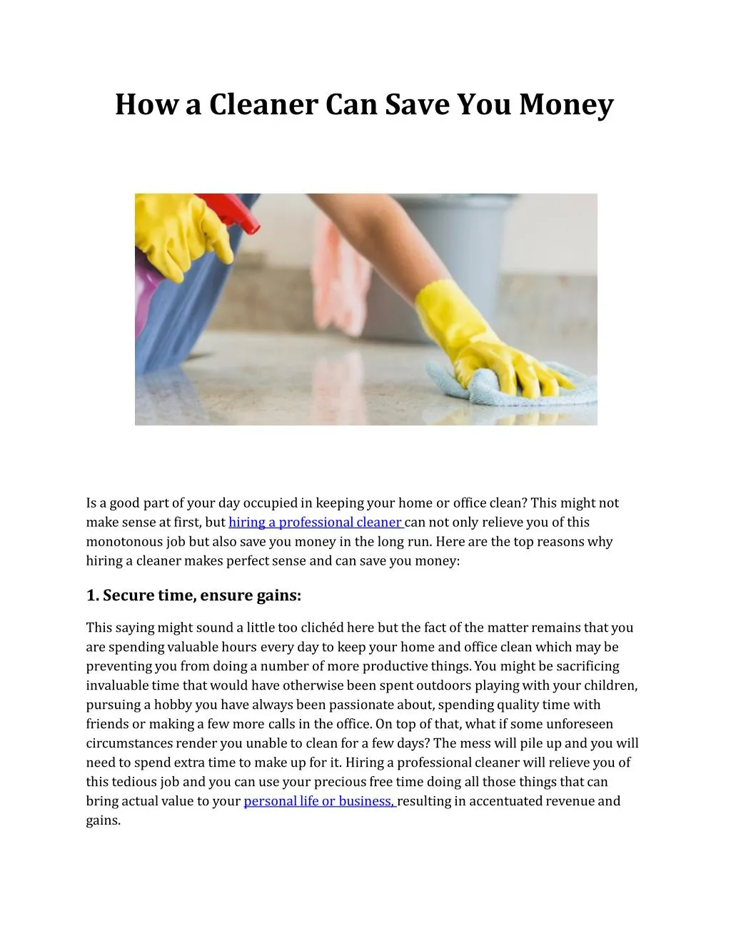 how a cleaner can save you money
