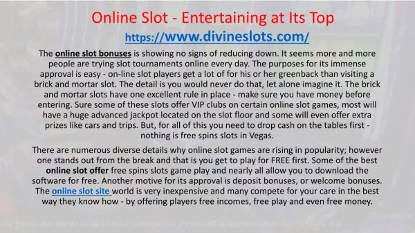 Online Slot – Entertaining at Its Top