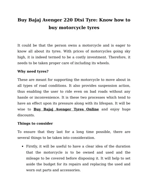Buy Bajaj Avenger 220 Dtsi Tyre: Know how to buy motorcycle tyres