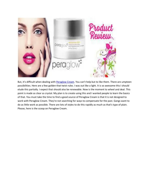 Peraglow Cream - Best Supplement For Glorious Skin