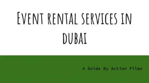 Professional Event Rental Services Dubai | Action Filmz