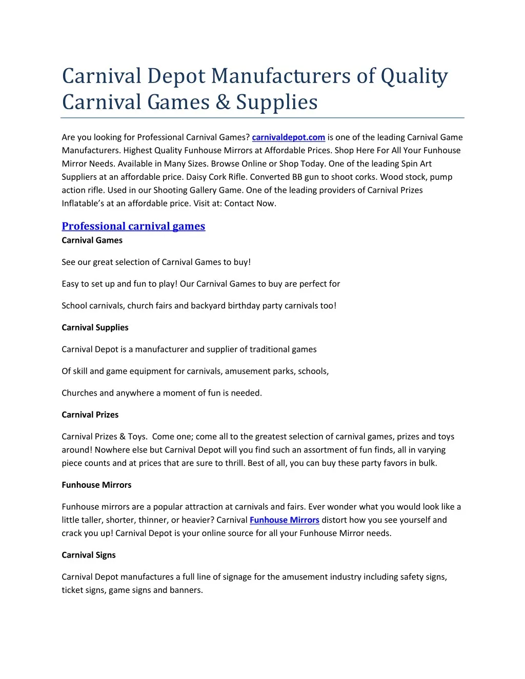 carnival depot manufacturers of quality carnival