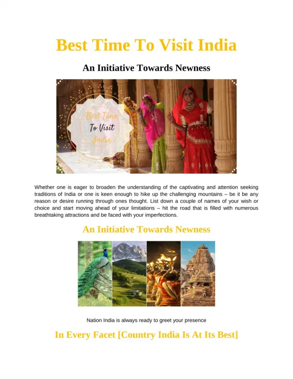 The Best Time To Visit India