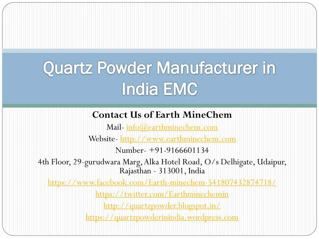 quartz powder manufacturer in india emc