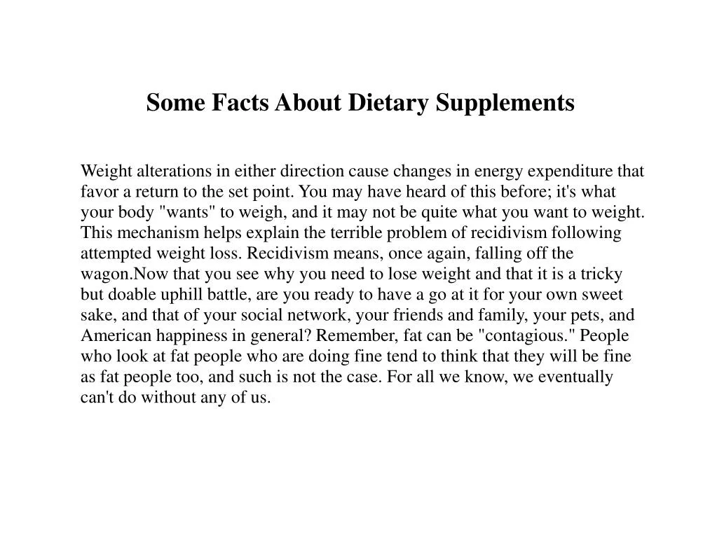 some facts about dietary supplements