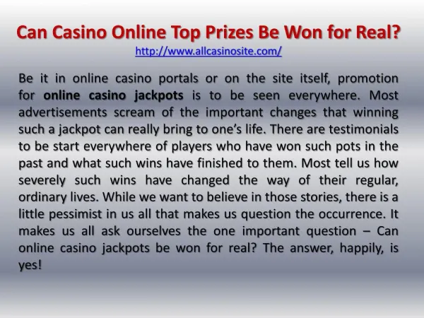 Can Casino Online Top Prizes Be Won for Real?