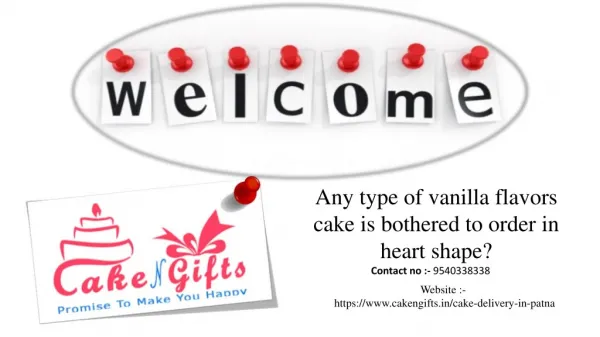 Visit Cakengifts for order of any kind of vanilla flavors cake in Hart Shape in Patna.