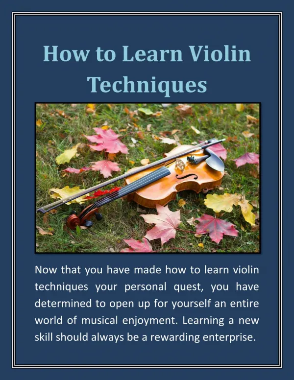 How to Learn Violin Techniques