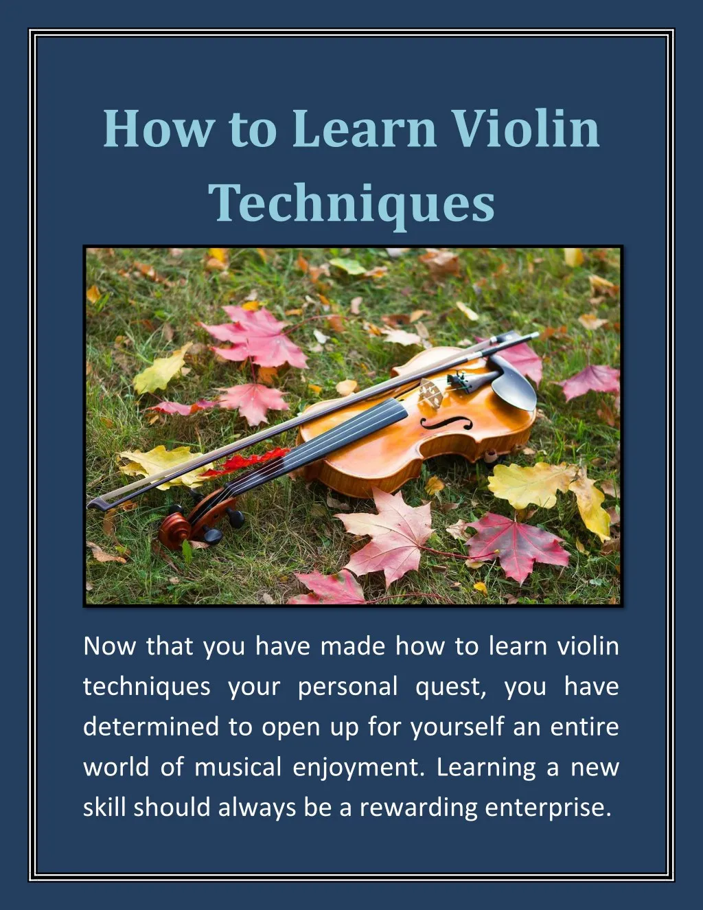 how to learn violin techniques