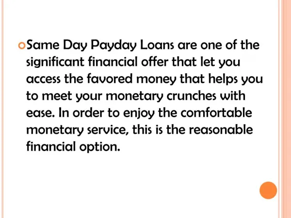 Same Day Payday Loans Avail Fast Cash Even With Financial Crisis