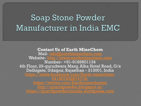 Soap Stone Powder Manufacturer in India EMC