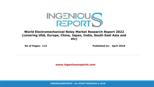 Global Electromechanical Relay Market Key Challenges, Market Forecast and Growth Analysis
