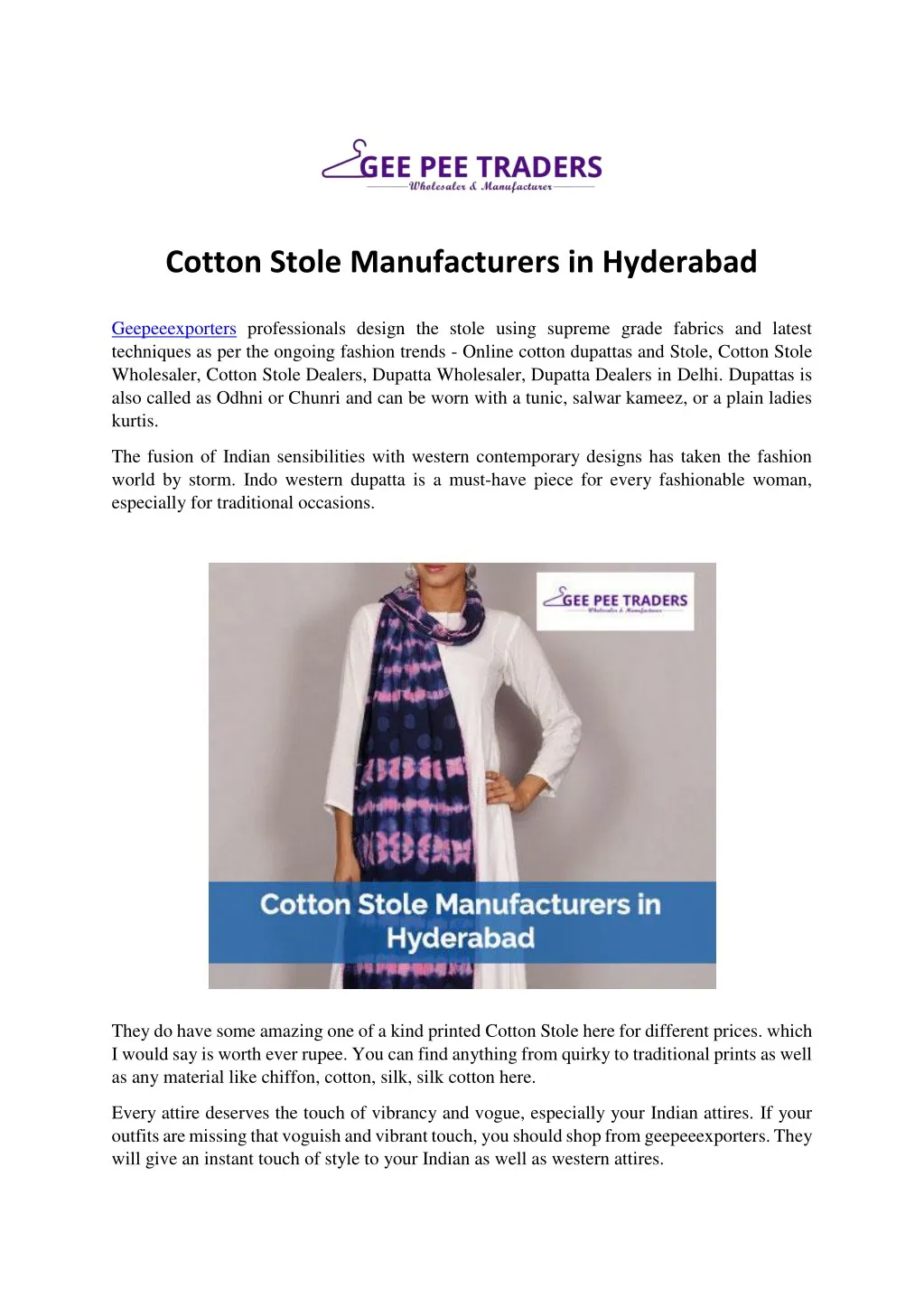 cotton stole manufacturers in hyderabad
