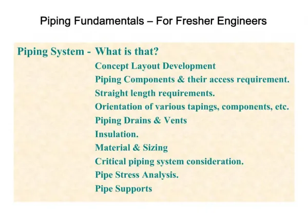 Piping Fundamentals For Fresher Engineers