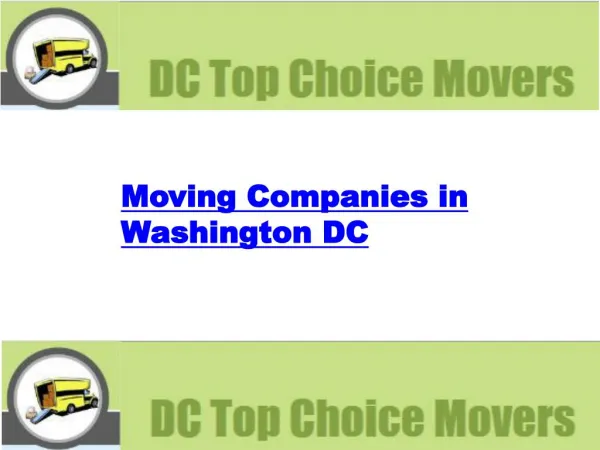 Moving companies in washington dc