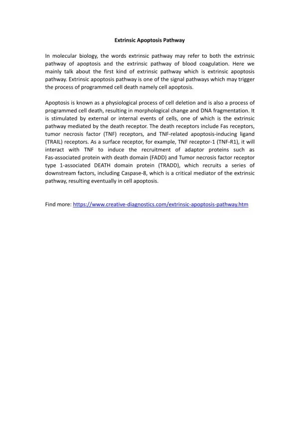 Extrinsic Apoptosis Pathway