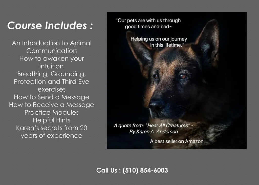 course includes an introduction to animal