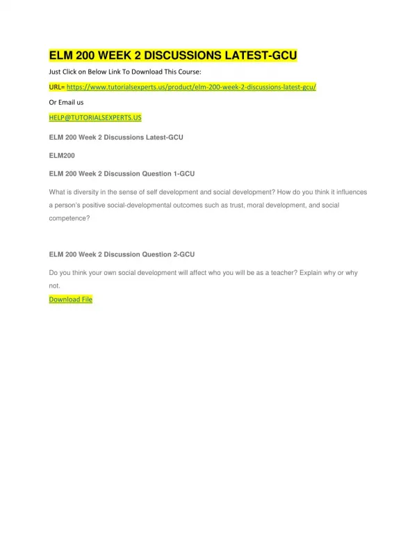 ELM 200 WEEK 2 DISCUSSIONS LATEST-GCU