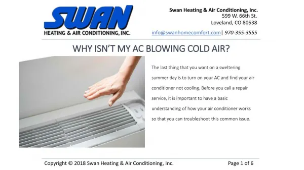 WHY ISNâ€™T MY AC BLOWING COLD AIR?