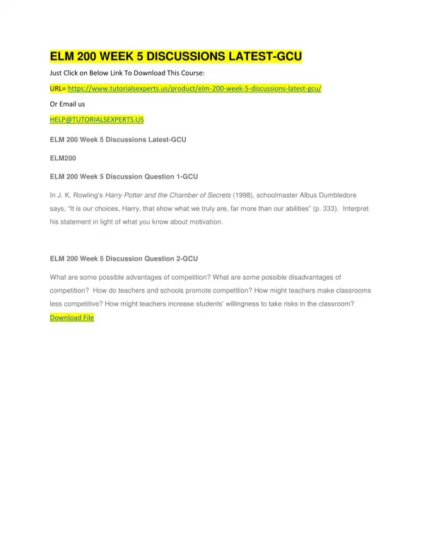 ELM 200 WEEK 5 DISCUSSIONS LATEST-GCU