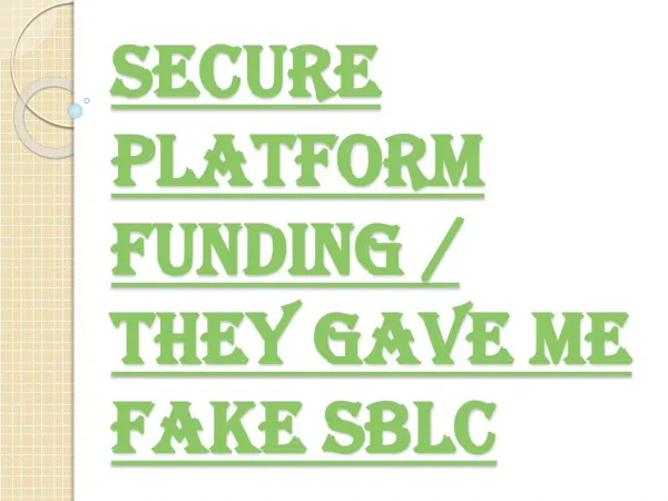 Warning Reports Against Secure Platform Funding (SPF)