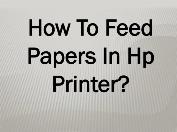 Easy Steps To Feed Papers In HP Printer