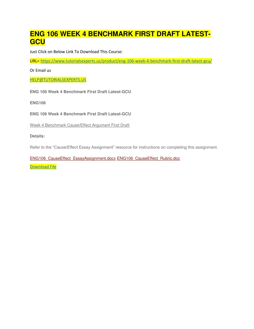 eng 106 week 4 benchmark first draft latest gcu
