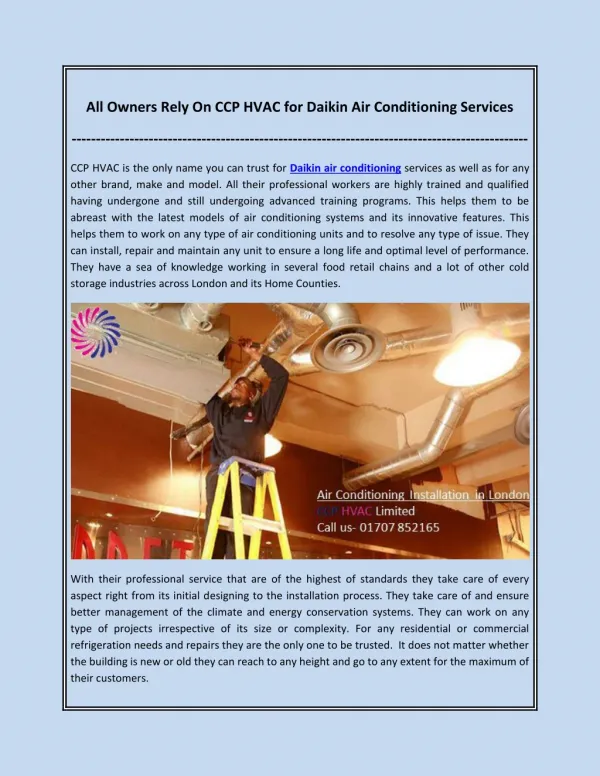 All Owners Rely On CCP HVAC For Daikin Air Conditioning Services