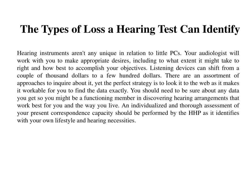 the types of loss a hearing test can identify