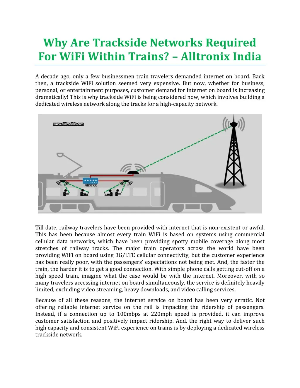 why are trackside networks required for wifi