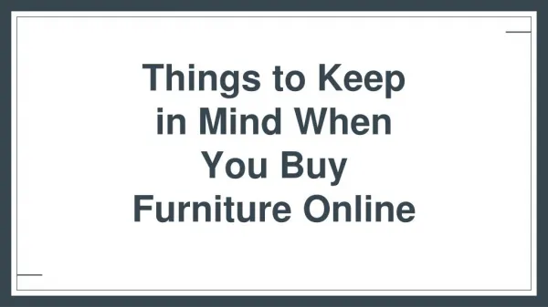 Things to Keep in Mind When You Buy Furniture Online