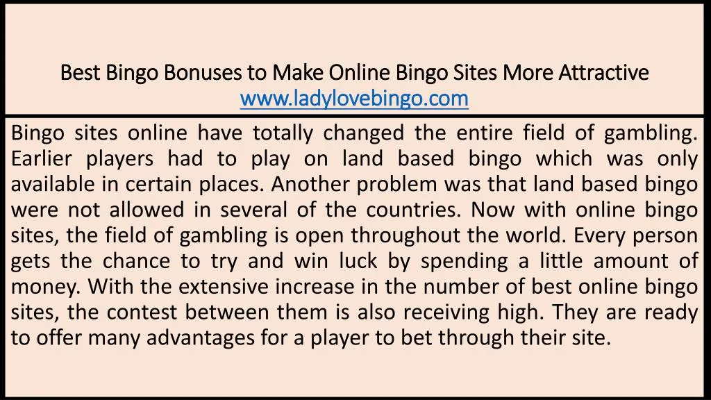 best bingo bonuses to make online bingo sites more attractive www ladylovebingo com