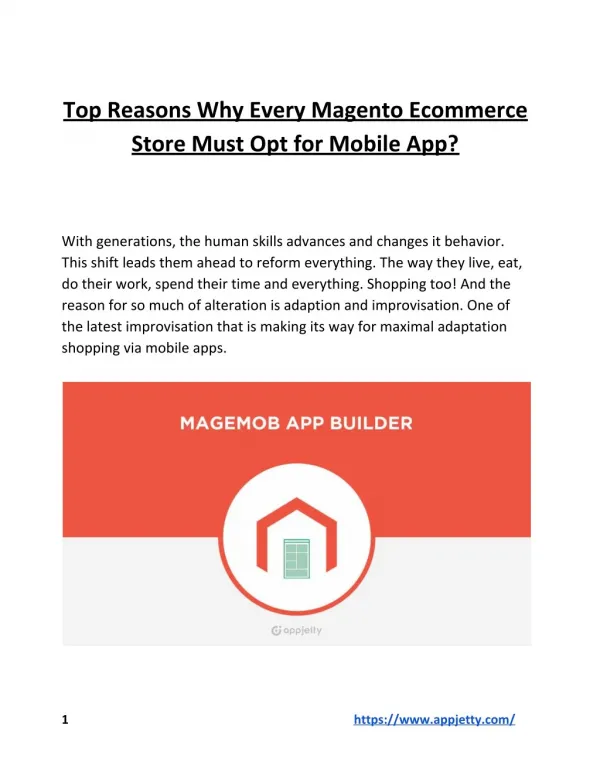 Top Reasons Why Every Magento Ecommerce Store Must Opt for Mobile App?