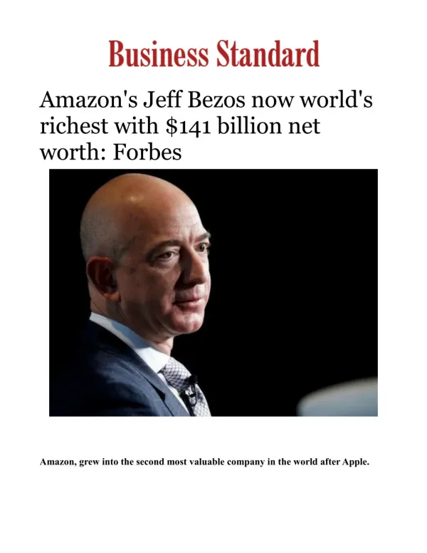 Amazon's Jeff Bezos now world's richest with $141 billion net worth: Forbes