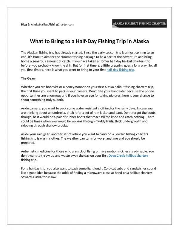 What to Bring to a Half-Day Fishing Trip in Alaska